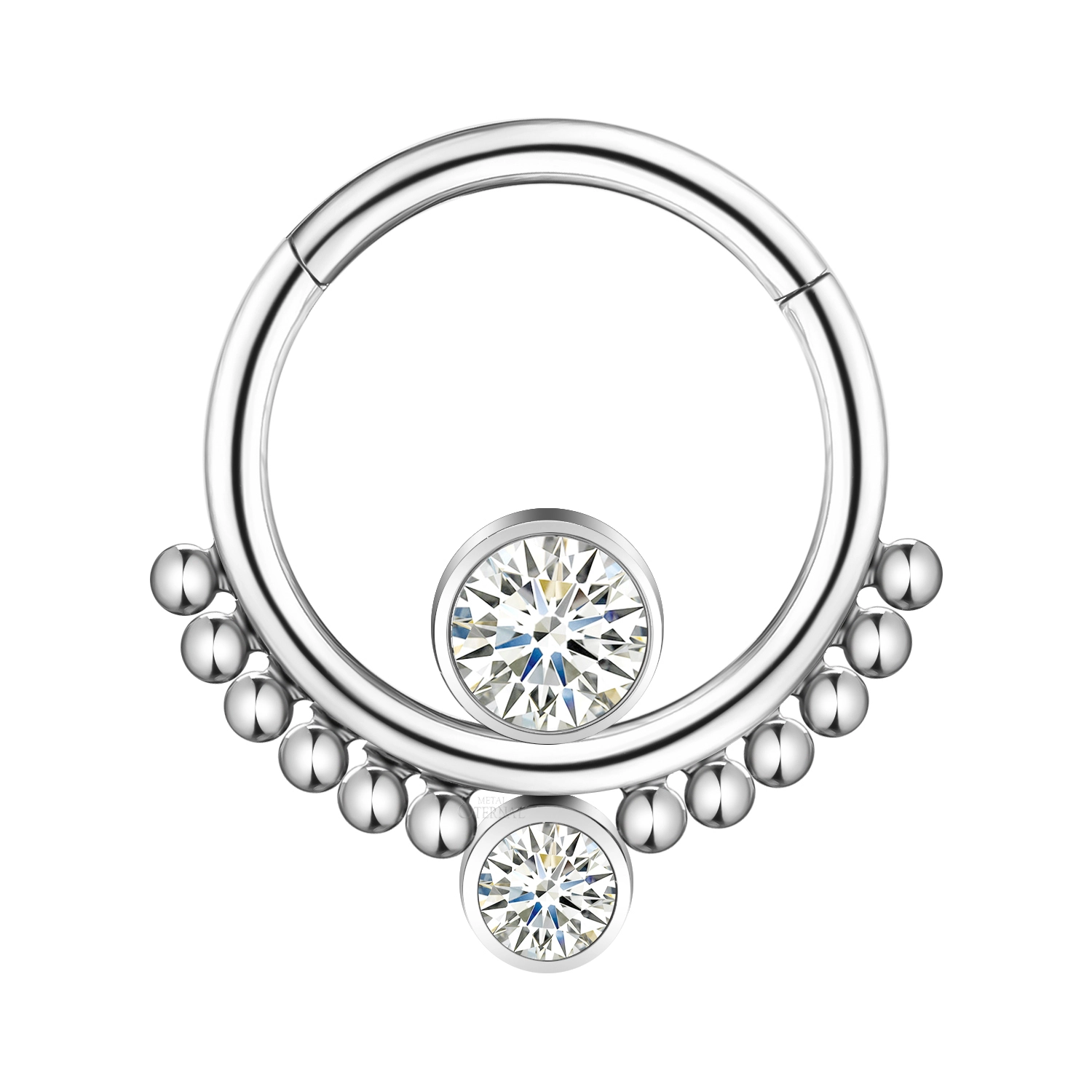 Eternal Metal 16g 1.2mm Astm F136 Titanium Outer Balls Cz Center Bezel Set Hinged Segment Hoop Rings Body Jewelry 1