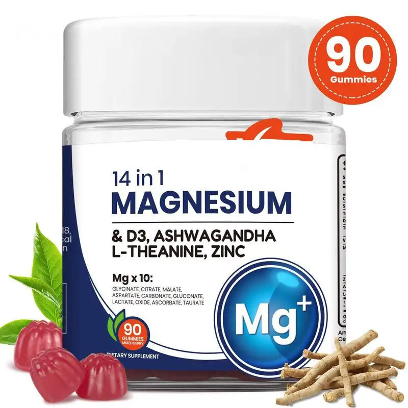 OEM Mg Gummies Vit D3 Ashwag. L-Theanine Zinc Stress Relief 1