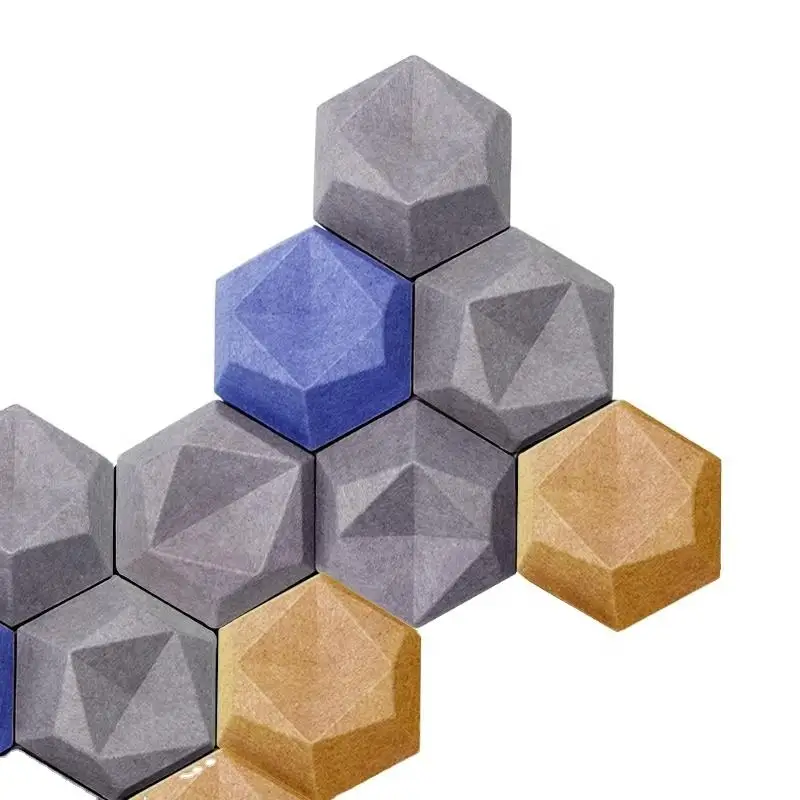 Panneaux muraux acoustiques hexagonaux 3D, PET haute densité, dimensions sur mesure disponibles 1