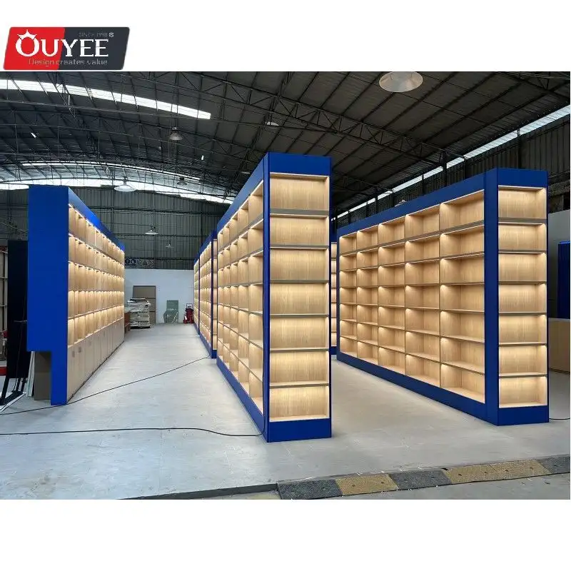 Étagère en bois pour bibliothèque et librairie - Mobilier de bibliothèque 1