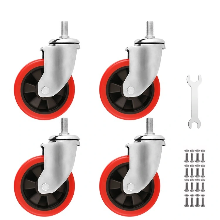 4 Inch Medium And Heavy Duty Iron Core Polyurethane Universal Wheel Bearing 120-200kg Trolley Wheel Trailer Industrial Casters 1
