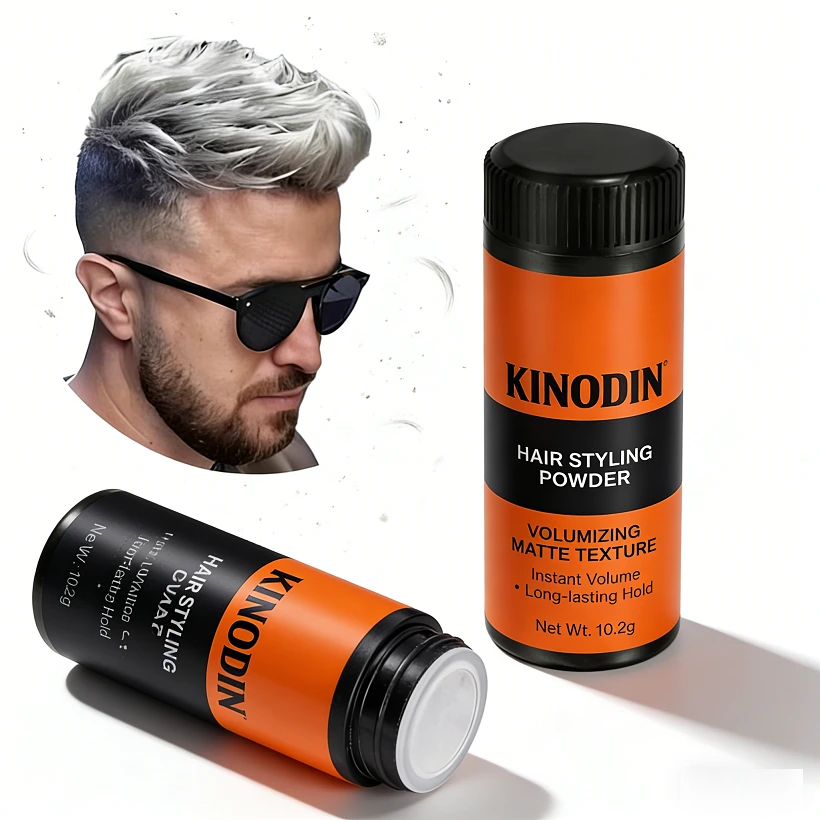Pó modelador de cabelo masculino Kinodin, textura matte volumizadora, fixação duradoura, estilo fresco, natural e volumoso, fácil de transportar, para todos os tipos de cabelo. 1