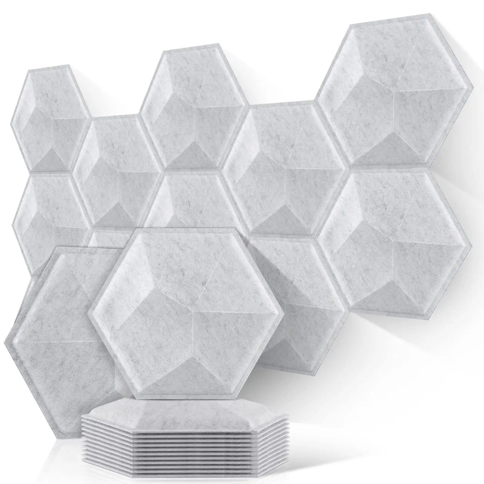 פאנלים אקוסטיים תלת-ממדיים משושים בהתאמה אישית של PET, פאנלים אטומים לרעש לחדר קולנוע 1