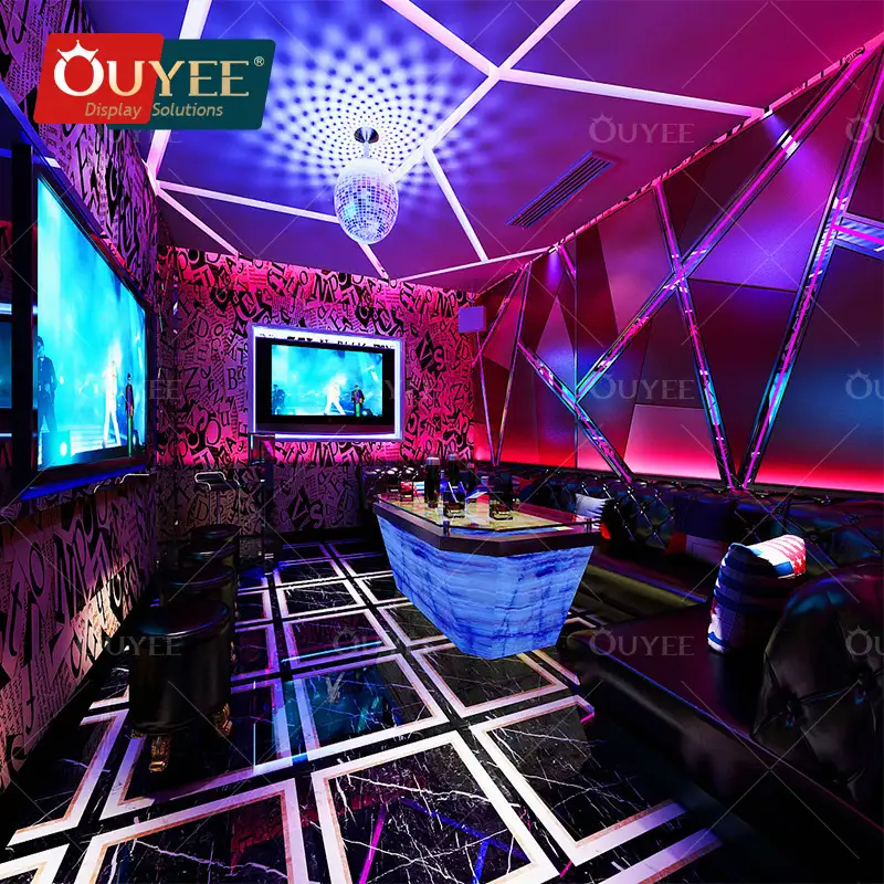 LED-Bartheke, Weinkellertisch, Clubtheke aus Kunststoff, Sonderanfertigung 1