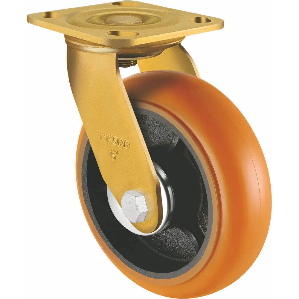 Heavy Duty Pu Castor Cast Iron Double Ball Bearing Top Plate Swivel Caster Wheel 1