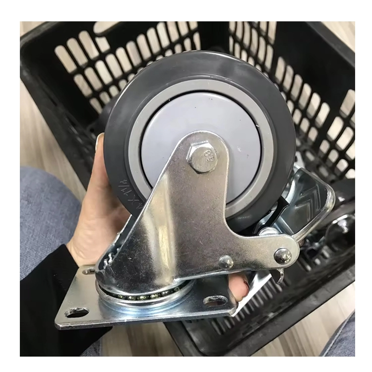 150kg Load Capacity 4 Inch 100mm Single Ball Race Bearing Polyurethane Locking Castor Wheel For Trolleys 1