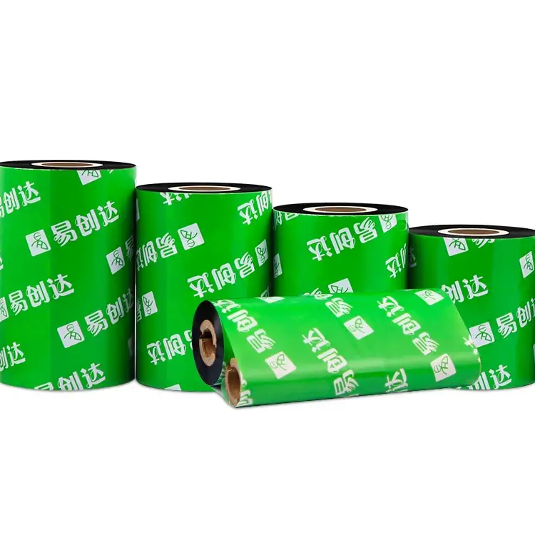 Nastro per trasferimento termico OEM professionale di fabbrica, cera di alta qualità, resistente all'usura, per stampanti di codici a barre ed etichette. 1