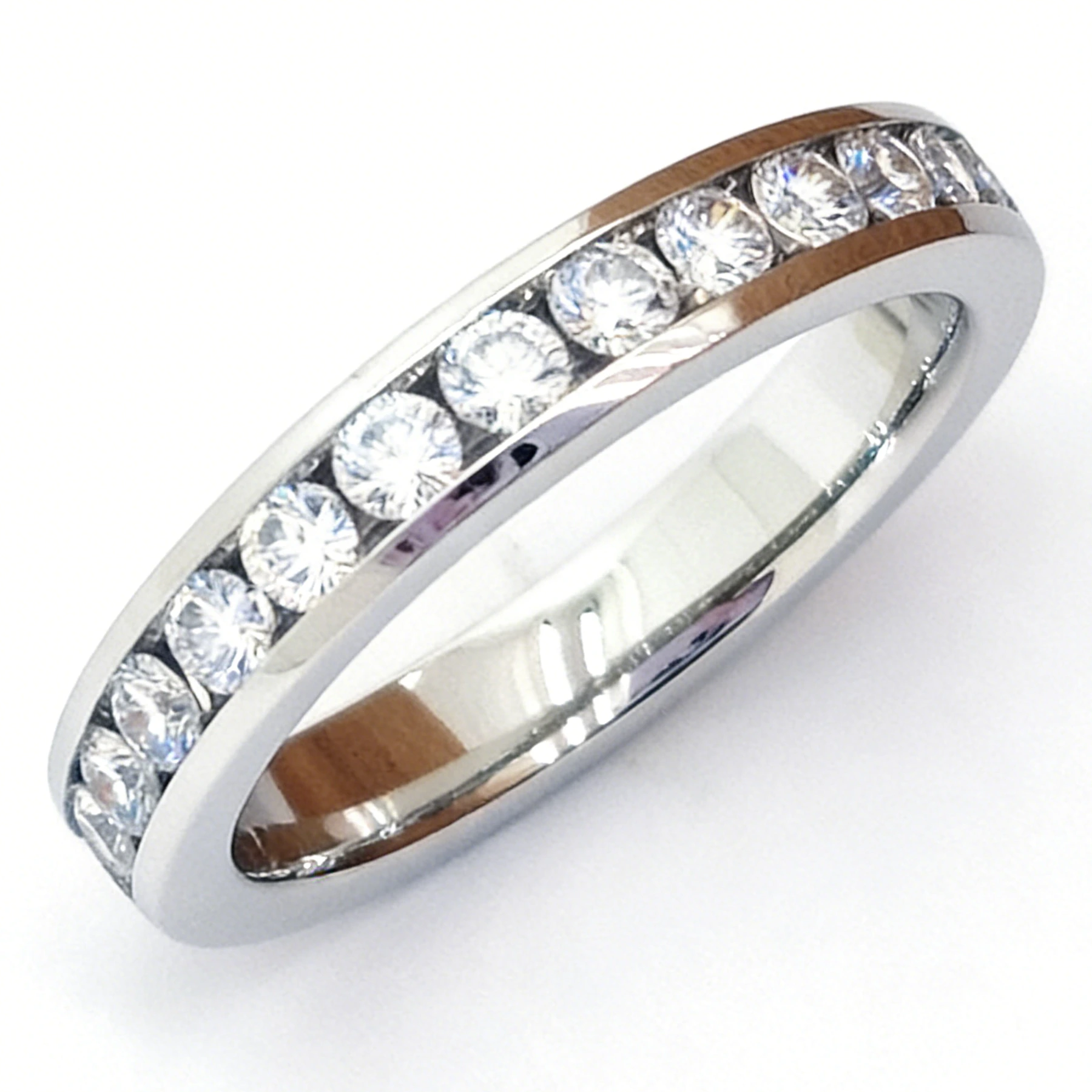 Anello eternity semplice in oro massiccio 9k 14k 18k con diamante naturale a canale, anello in oro carati per donna, gioielli semplici in oro K 1