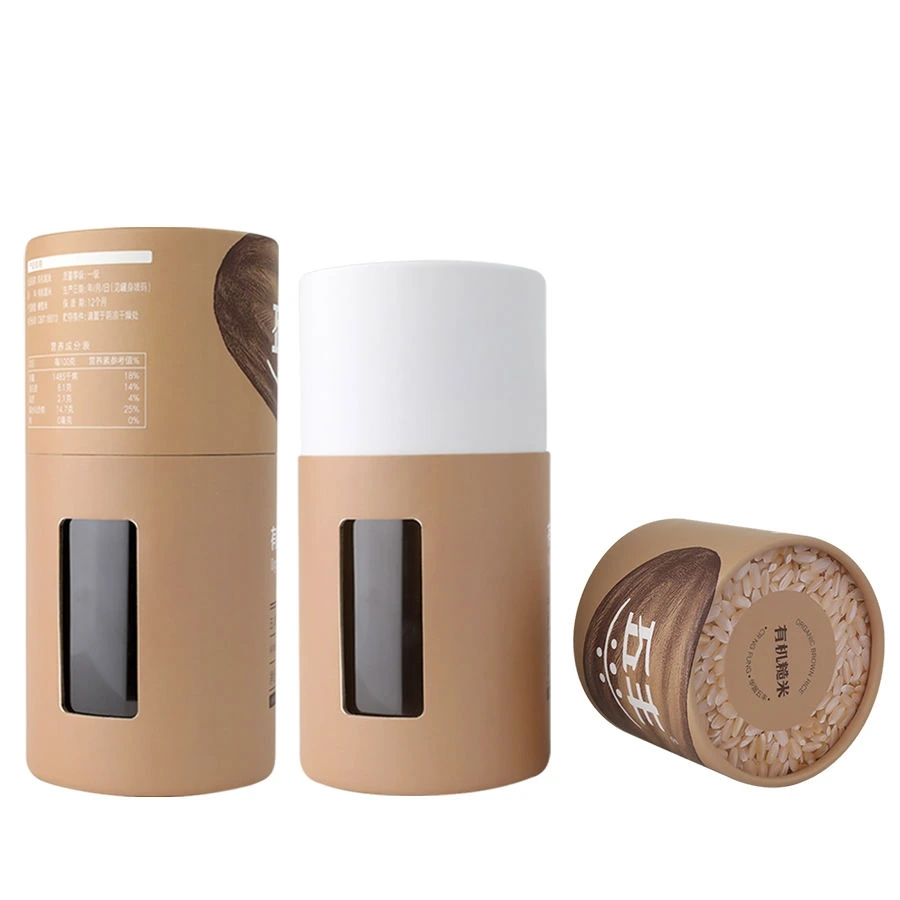 Wholesale Custom Logo Round Box Packaging Supplier Food Grade Cylinder Packing Tea Spices Paper Cardboard Tube with Window 1