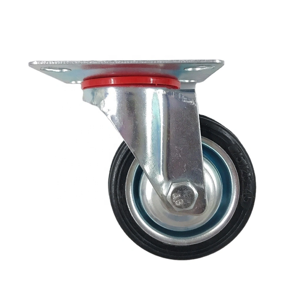 Industrial Black Rubber Caster Wheel 75 80 85 100 125 160 200 250mm Roller Bearing Caster For Hand Cart 1