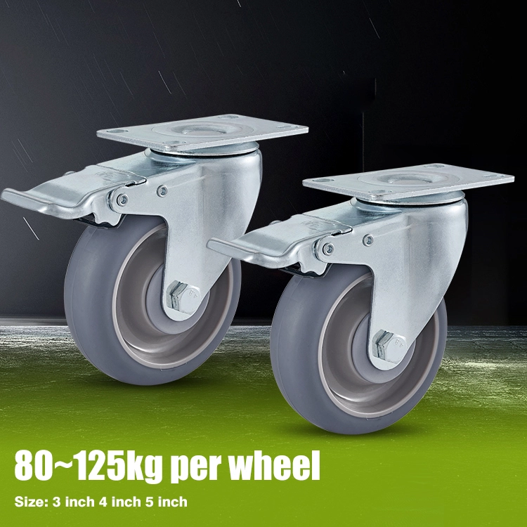 3 4 5 Static Trolley Thermoplastic Rubber Oil Proof Caster Wheel Industrial Swivel Brake Tpr Casters Wheels 1