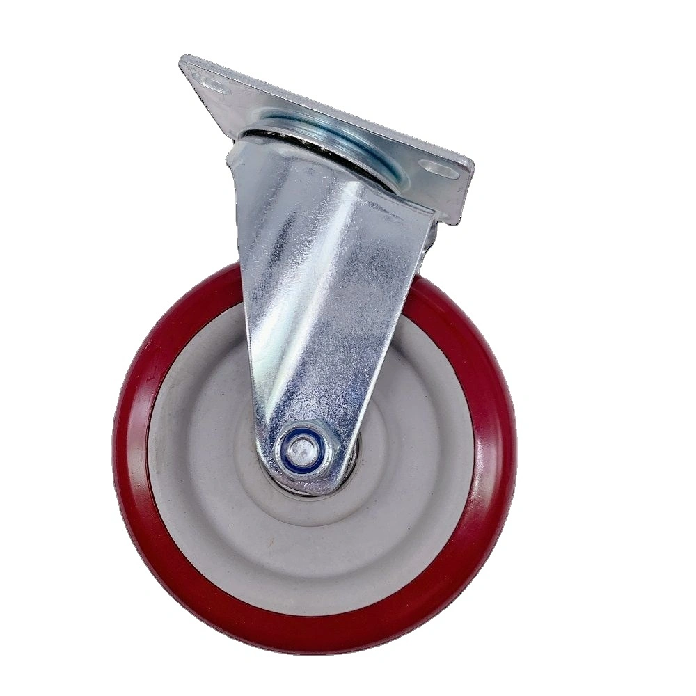 Various Sizes Double Ball Bearing Casters And Wheel 5 Inch Red Pvc Casters 1
