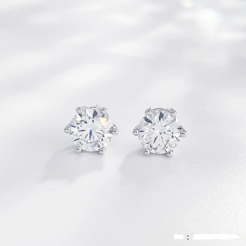 Grc Certified Vvs1 Lab Grown Diamond Earrings 18k Solid Gold Classic Four Claws Studs Round Brilliant Cut Cvd 1