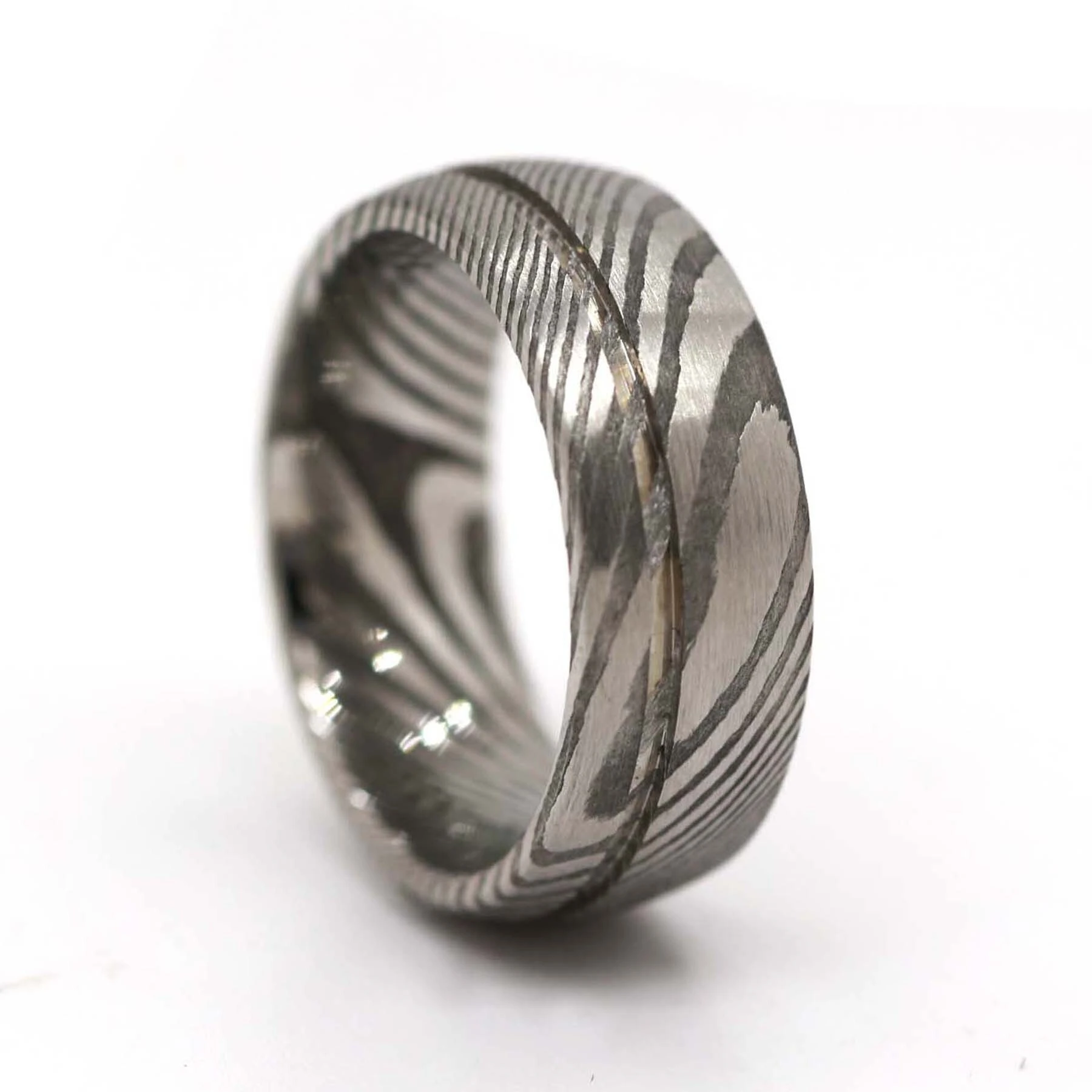 Anelli in acciaio di Damasco per uomo e donna, fedi nuziali, finitura opaca, forma elegante, anelli in acciaio di Damasco personalizzati 1
