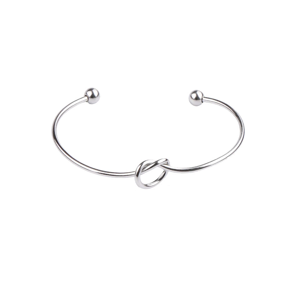 Manufacturer Wholesale Fashion Simple Style Stainless Steel Heart-shaped Knotted Open Bracelets Women's Bracelets 1