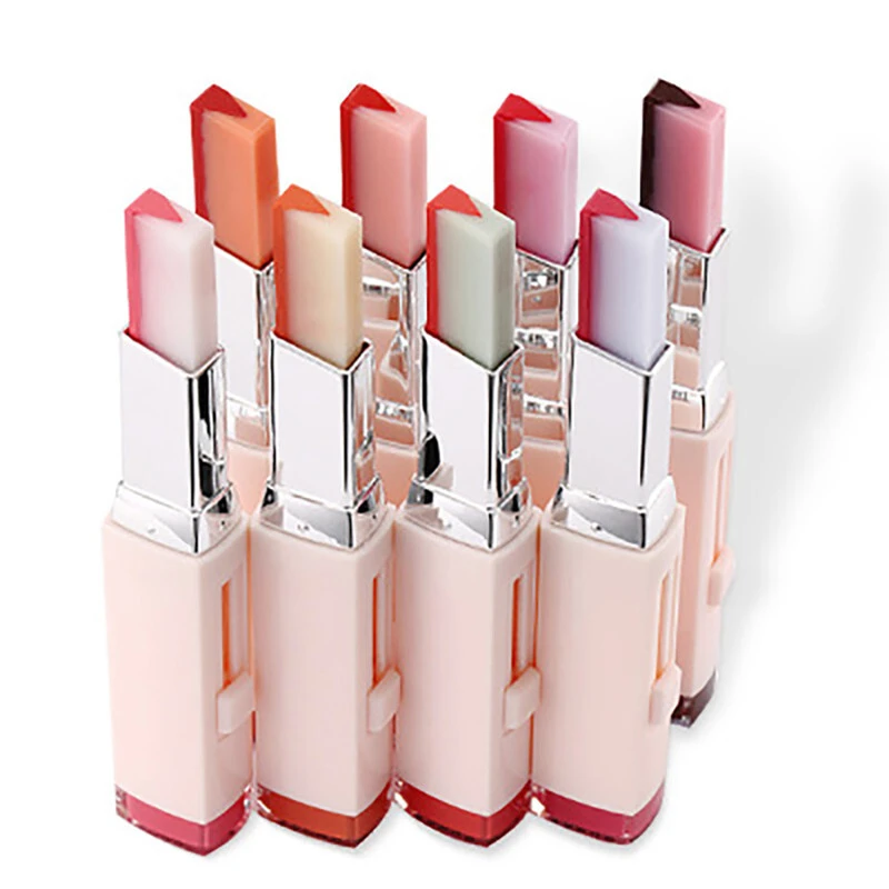 Mlm Custom Makeup Fashion Eesy To Wear V Shape Waterproof Moisturizing Gradient Color Cutting Two Tone Balm Cosmetic Lipsticks 1