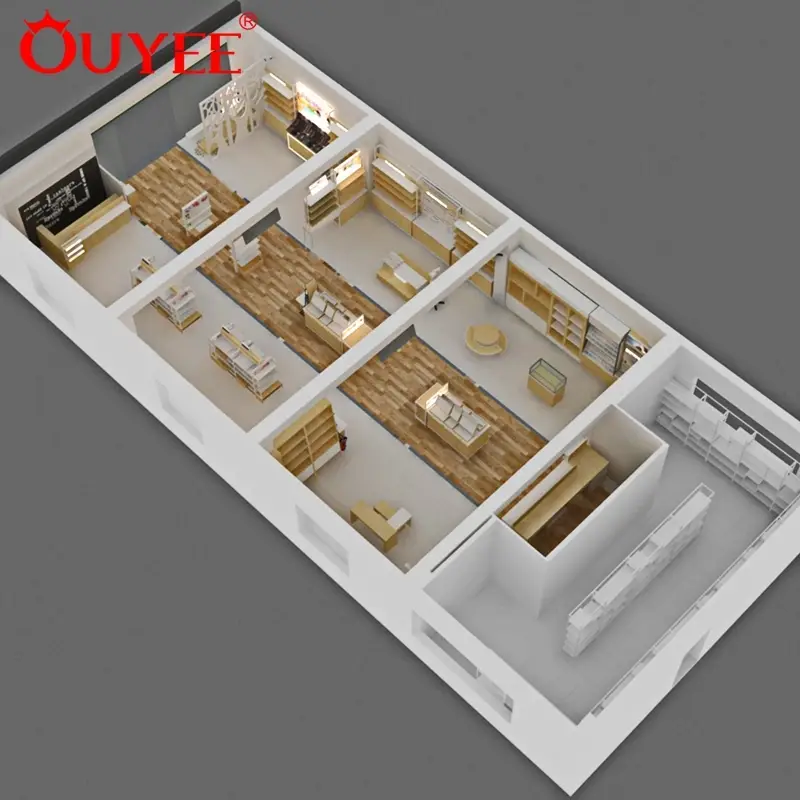 Ladeneinrichtung aus Holz für Kosmetikgeschäfte in kleinen Läden 1