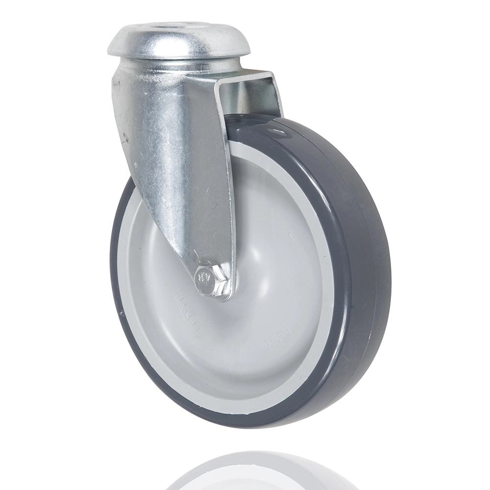 Grey Color Medium Light Duty 3inch 75mm Polyurethane Bolt Hole Casters For Mall Transport Equipment 1