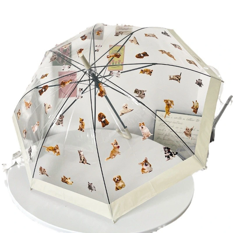 Puppy Paradise Children's Umbrella - Custom Print 19 Inch Transparent Adjustable 1