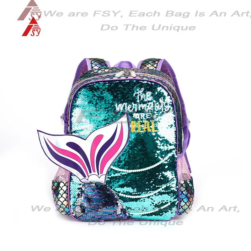 2024 Kids Reflective Sequins Sea-maid Backpack Pretty Fashion Design Kindergarten Cartoon Animal Backpack Girls 1