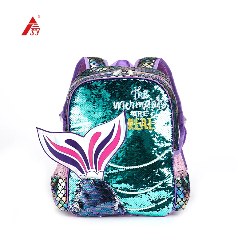 2026 Kids custom Sequins Sea-maid Backpack Pretty Fashion Design Kindergarten Cartoon Animal Backpack Girls 1