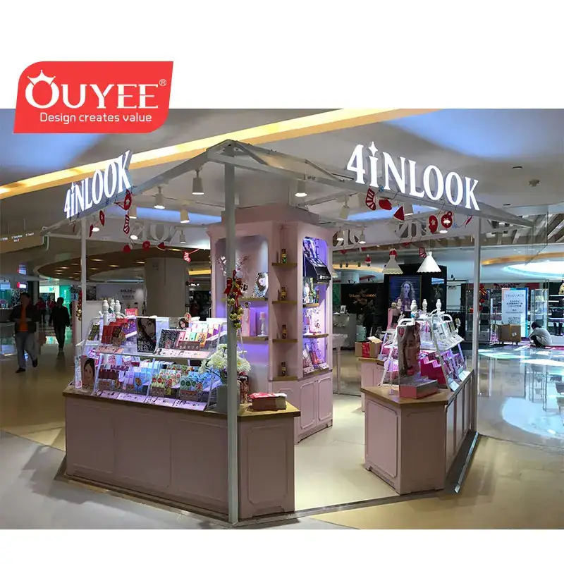 Quiosque com cabine de cosméticos e armário para esmaltes para produtos de beleza 1