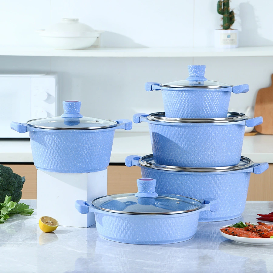 Moq 10sets Wholesale 5-piece Aluminum Nonstick Granite Cookware Set - Durable Kitchen Pots Pans For Restaurant And Home 1