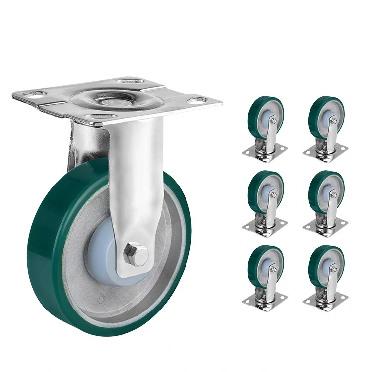 Manufacturer Medium Duty Industrial Steel Rim Cast Pu Casters 4 5 Inch Double Ball Bearing 1
