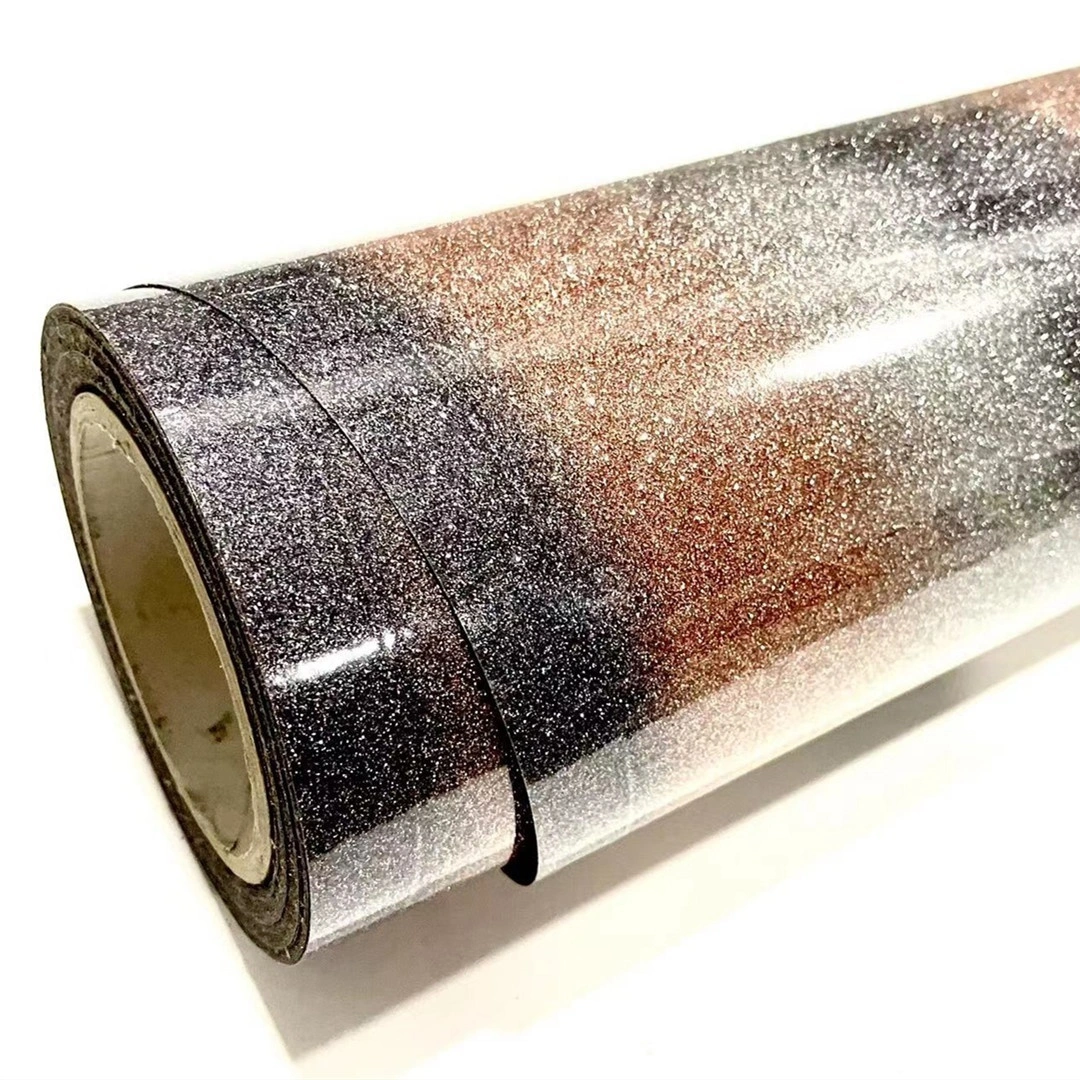 Rainbow Glitter HTV, Vinyle de transfert de chaleur de couleur mixte brillante, pour les t-shirts, les vêtements, les sacs et les chaussures, Roll entier 1