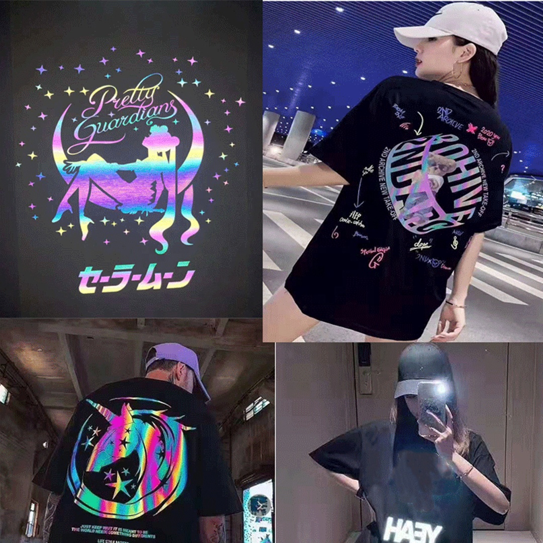 Vinilo de transferencia de calor del arco iris reflectante, HTV al por mayor para camisetas y ropa y bolsos y zapatos 6