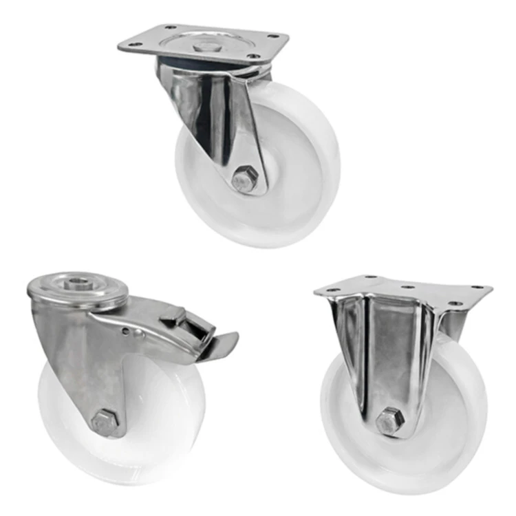European Industrial Rigid White Nylon Plate Casters Medium Duty 3.5 4 5 Inch Caster 1