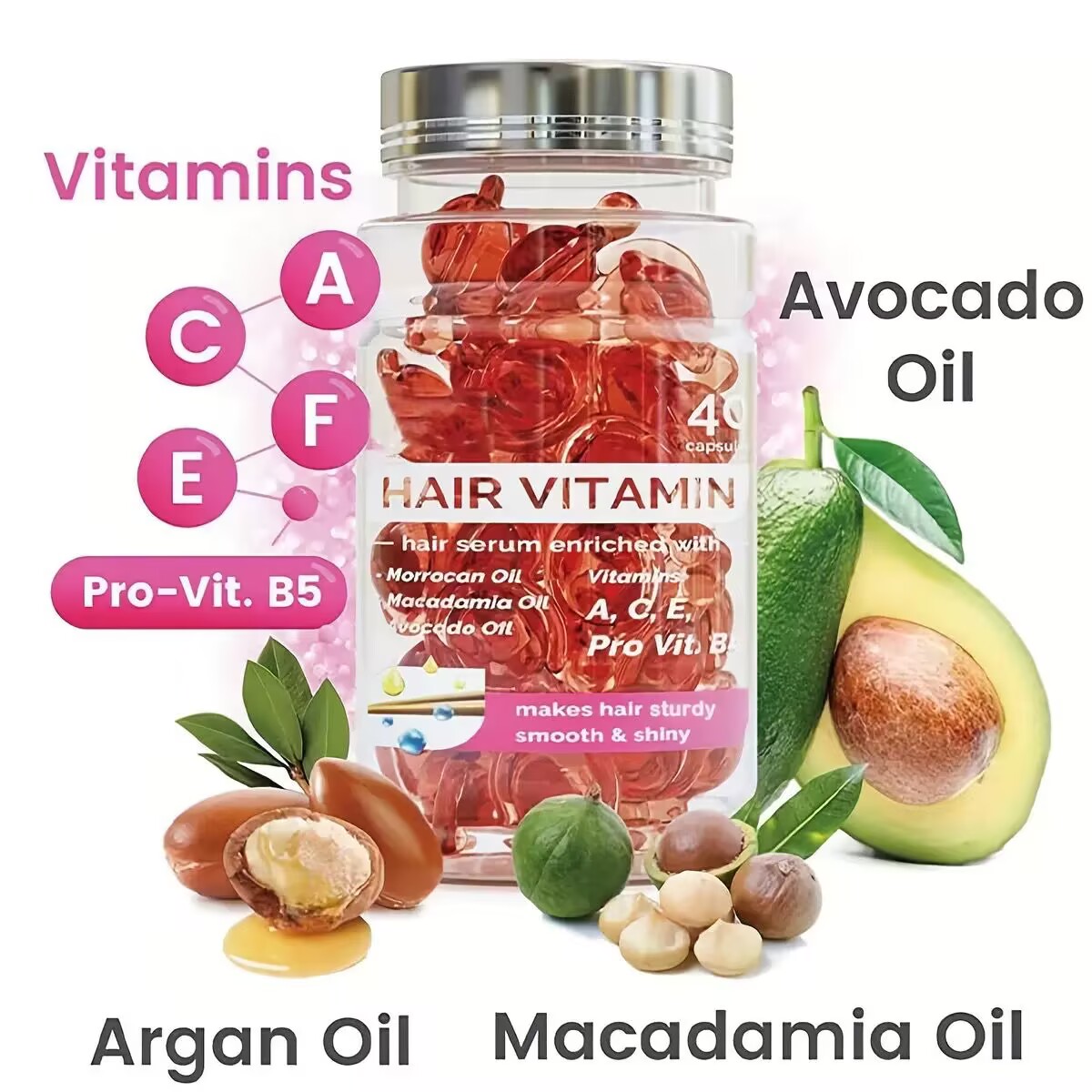 Cápsula de soro de colágeno natural de queratina marroquina, cabelos cacheados saudáveis, maciez sedosa, oliva essencial, vitamina gengibre, aminoácido 2