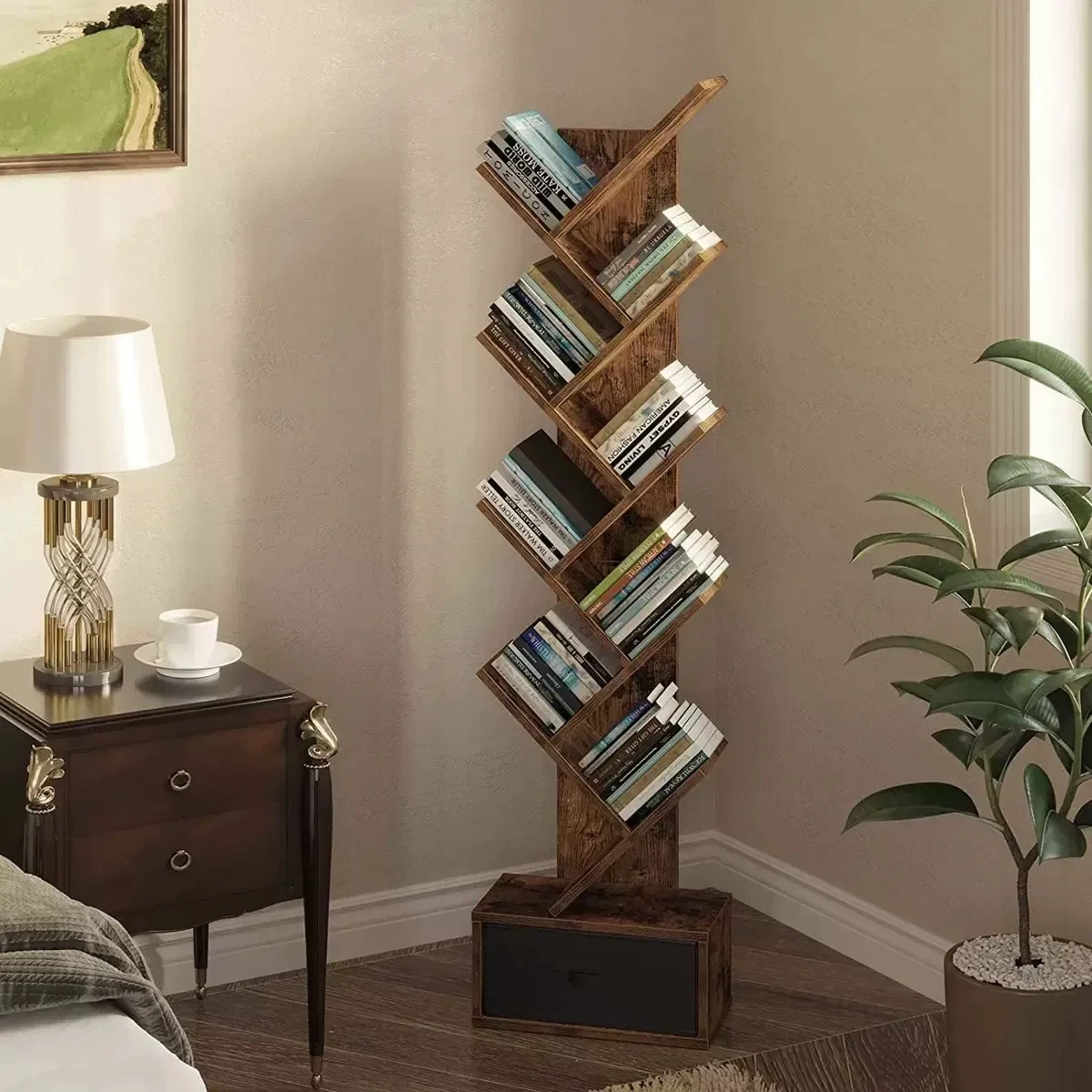 Modern Zigzag Bookcase - Stylish Space-Saving Bookshelf for Living Room/Offi 1