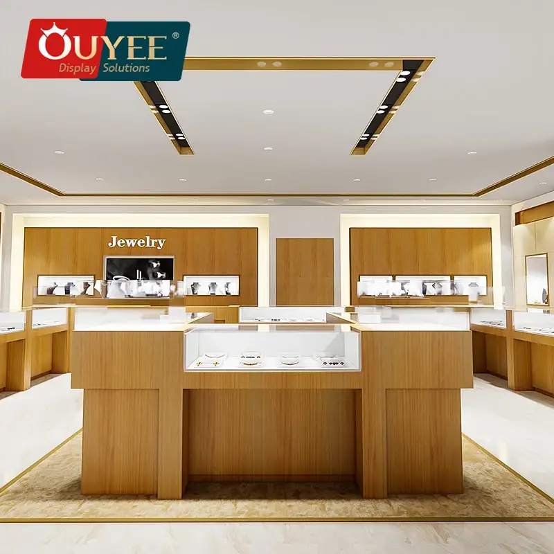 3D-Schmuckladen-Inneneinrichtung &amp; Schmuckvitrinen aus Glas 1