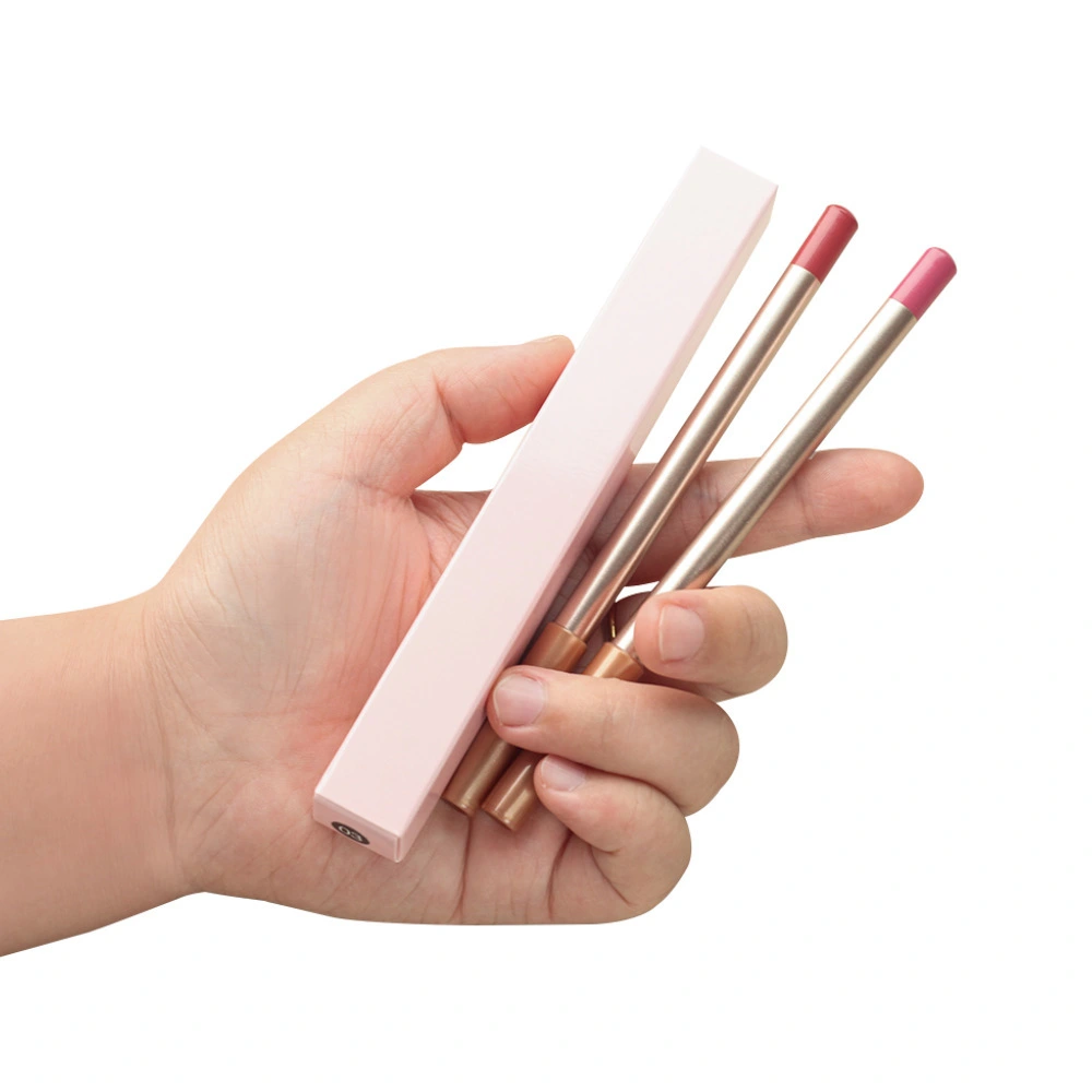 Mlm Custom Labels Natural Vegan Cruelty-free Golden Matte Smooth Easy Coloring Long Lasting Waterproof Wooden Lip Liner Pencil 1