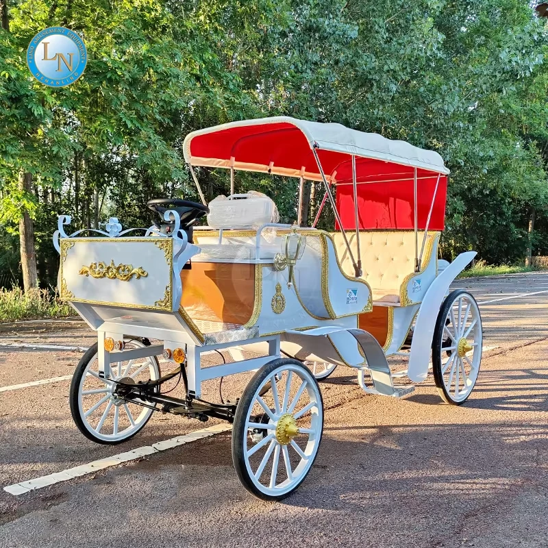Commercial Customized Romantic Electric Royal Cinderella Horse Carriage Modern Steel Horse Cart Wedding Royal Carriage For Sale 1