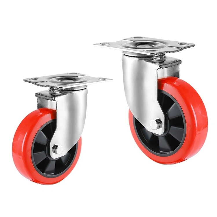 Good Price Quiet And Wear Resistant Double Bearing Red Mid Heavy Duty 6inch 150mm Polyurethane Swivel Casters Wheels 1