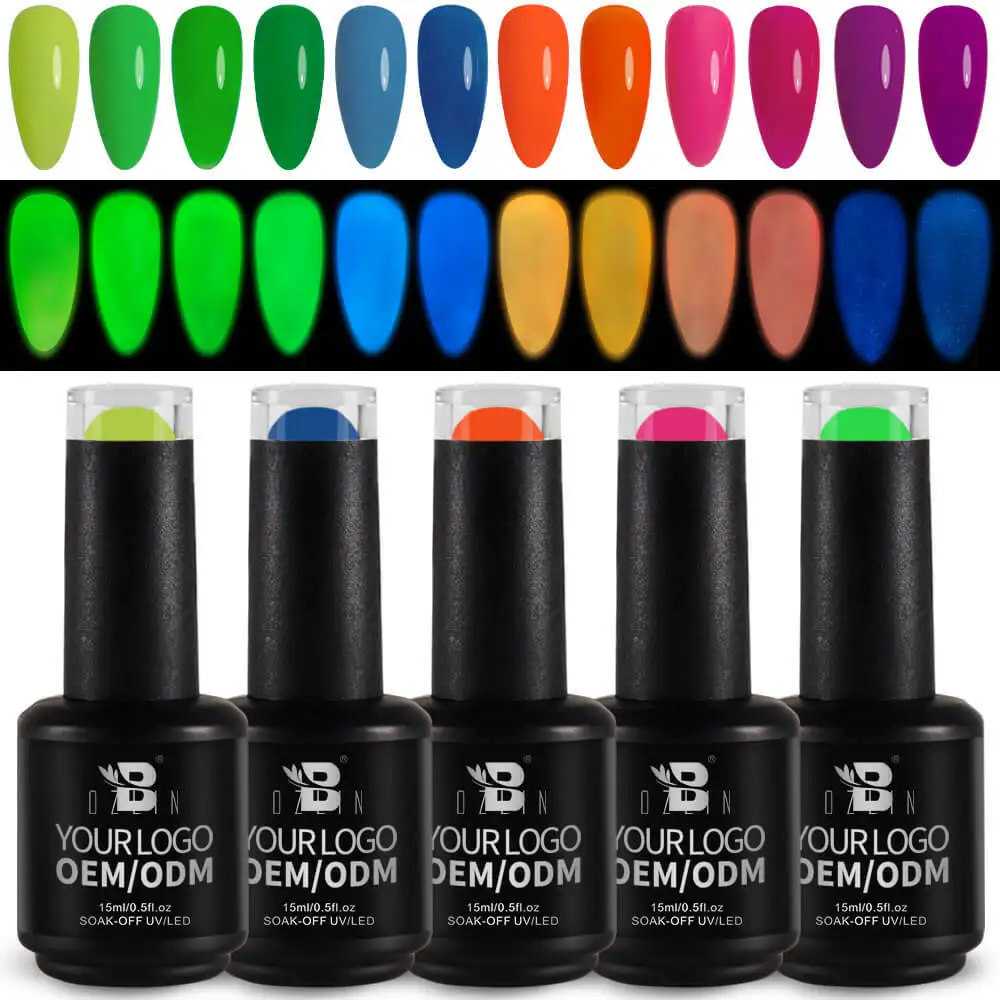 Bozlin HEMA-Free 24 Colors Glow in the Dark Soak-Off UV Neon Gel Polish 1