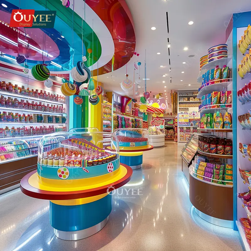 Süßigkeiten-Ausstellungsständer aus Holz, Schokoladenschrank für Süßwarengeschäfte und Snackläden 1