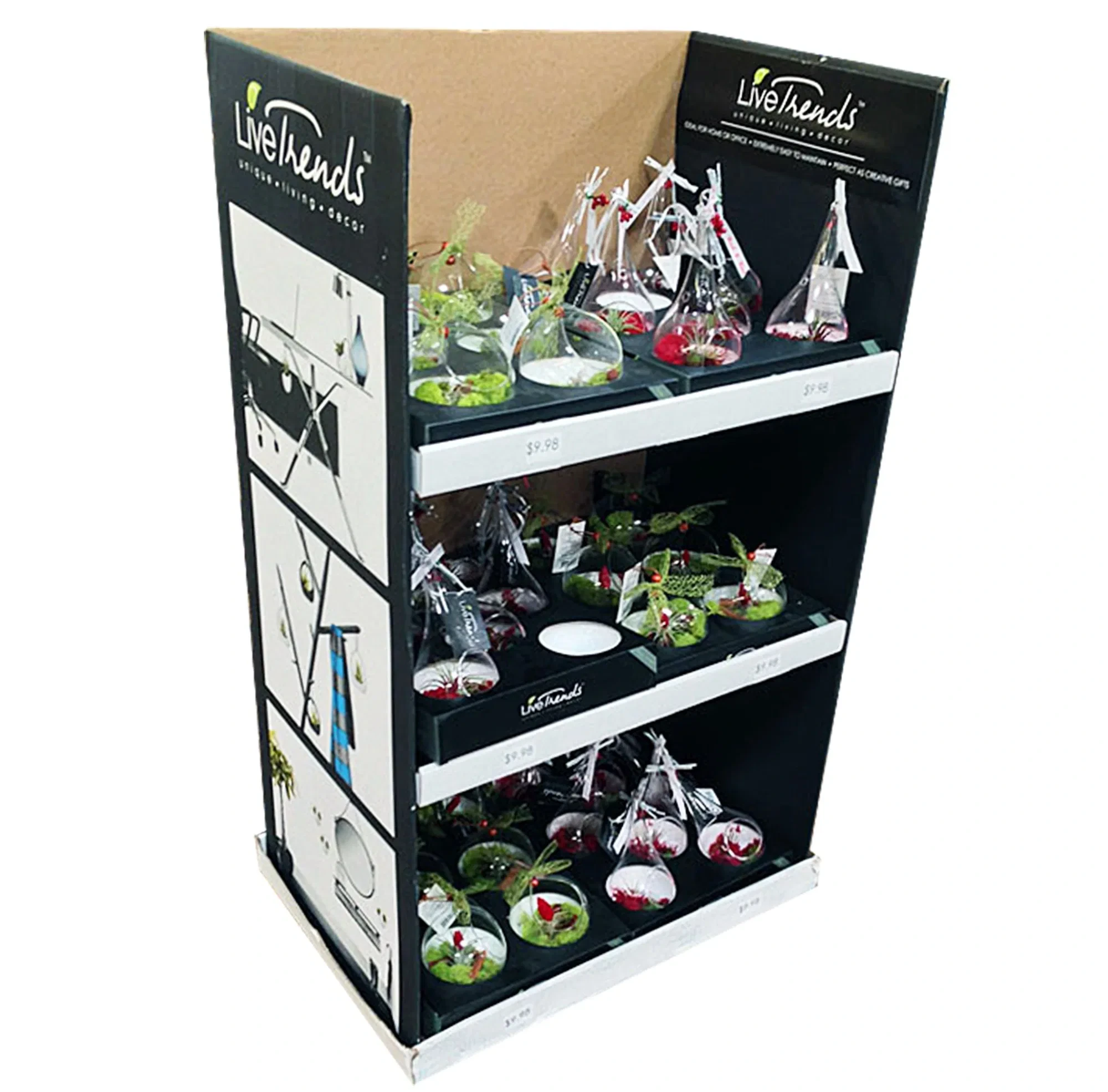 植物園芸用具小売用ディスプレイスタンド段ボールプロモーションディスプレイダンプビン 1