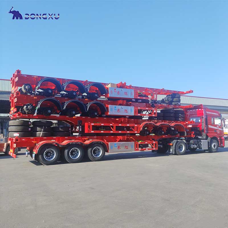 Dongxu 40ft Gooseneck Skeletal Extendable 30ft 45ft Container Chassis Skeleton Semi Trailer 5