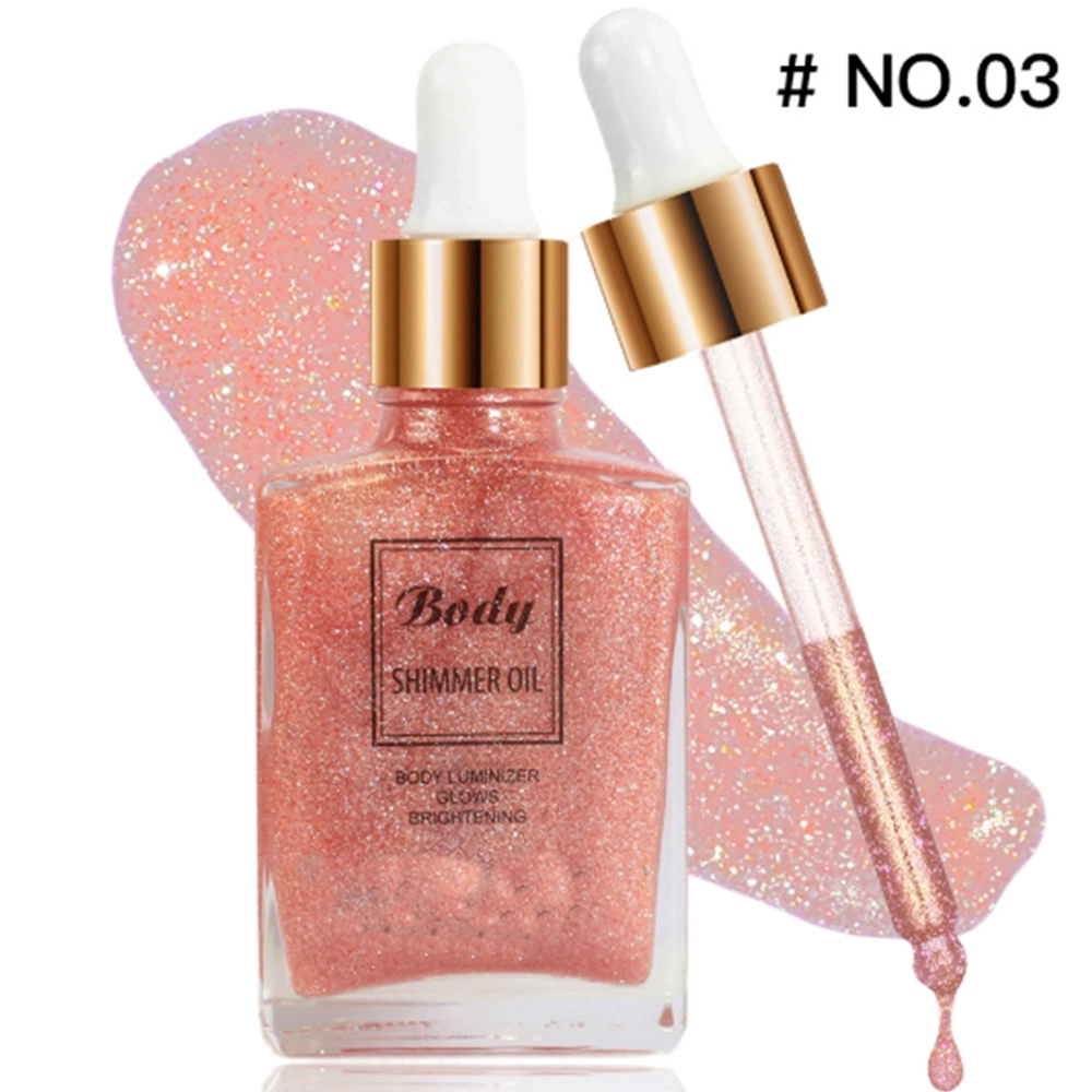 Mlm Private Logo Vegan Body Shimmer Oil Moisturizing Body Mist Dropper 3 Color Highlighter Face Body Use Free Sample Perfume Oil 1