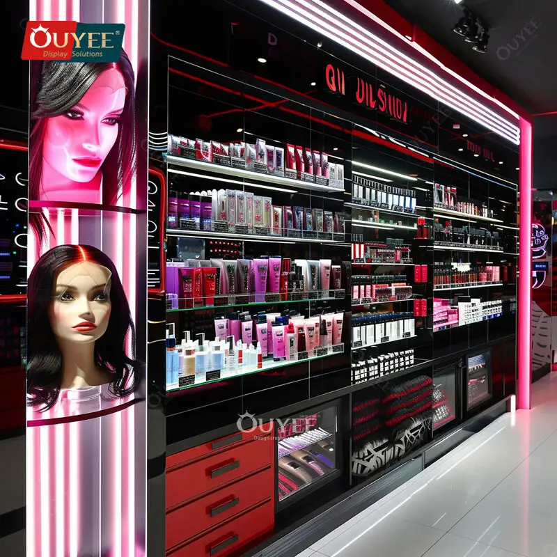 Retail Glass Cosmetic Counter & Perfume Display Shelf for Beauty Shops 1