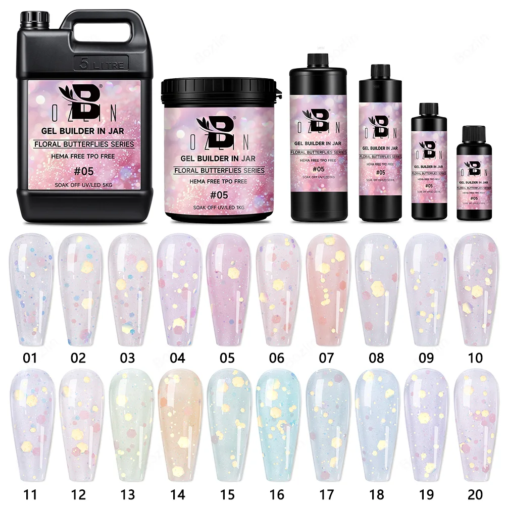 Bozlin Hema & TPO Free Nail Gel Builder Translucent Sequin Extension Gel 1