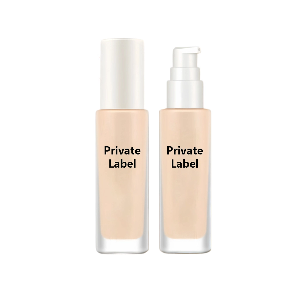 Mlm Custom Makeup Breathable Lightweight Buildable Coverage Glass Bottle Pump Packaging Oem Niacinamide Private Label Foundation 1