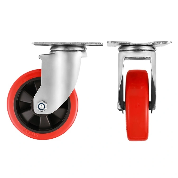 Factory Direct Supply Caster Wheel 4 Inch 100mm 150kg With Brake Industrial Pu Wheel Caster 1