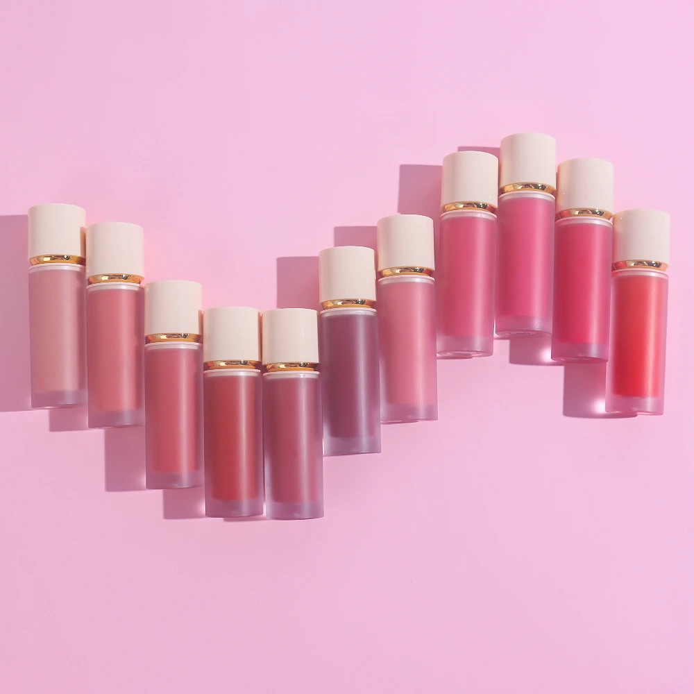 Mlm Custom Makeup Luxury Face Blush Gold High Pigment 7 Colors Vegan Gold Pressed Long Lasting Face Liquid Blush 1