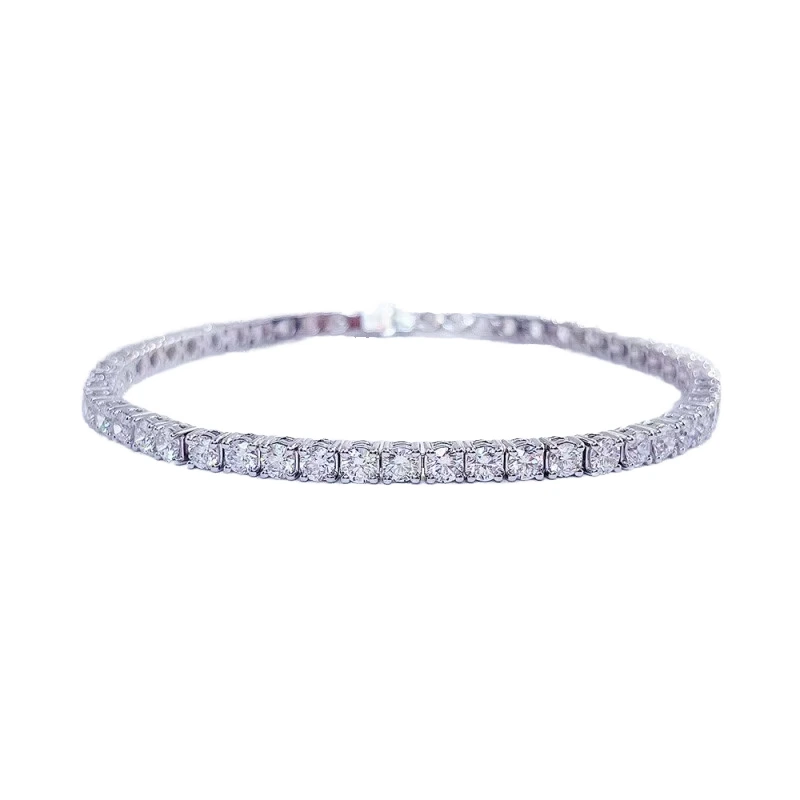 Dk 18k Gold Lab Diamond Tennis Bracelet 3.14ct Number-shaped Bangle For Weddings Or Gift Parties Diamond Accented 1