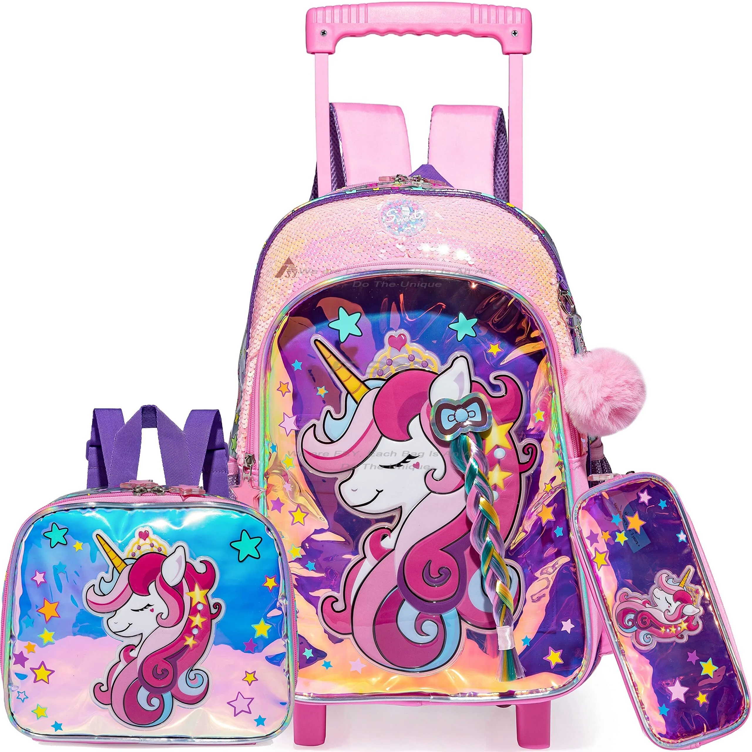 New Design Cheap Kids Trolley School Bag Fashion Cartoon Printing School Travel Luggage Backpack Bags Sets Wholesale 1