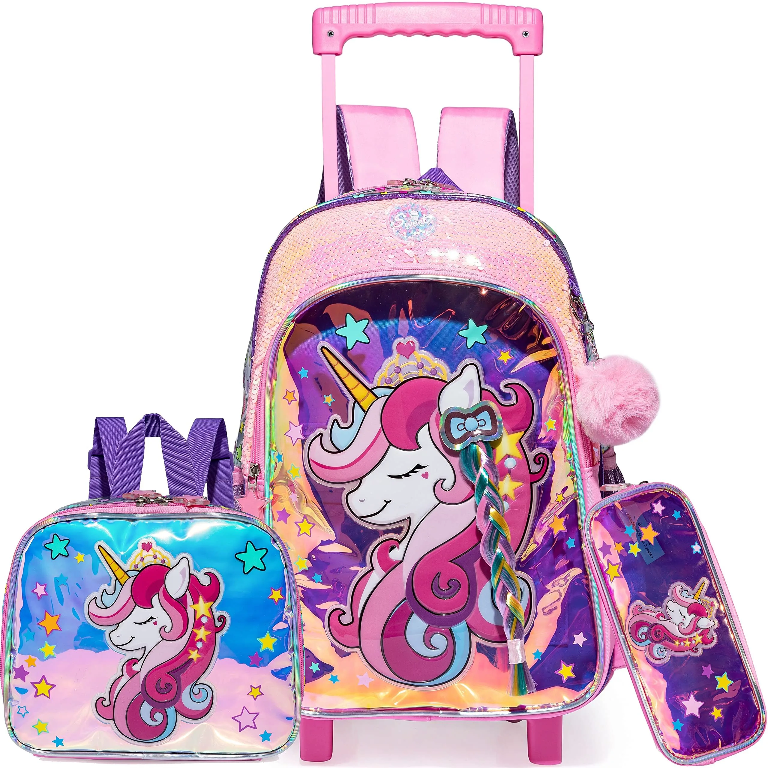 New Design Cheap Kids Trolley School Bag Fashion Cartoon Printing School Travel Luggage Backpack Bags Sets Wholesale 1